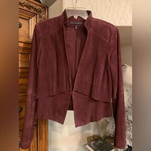 White House Black Market Leather Suede Maroon Jacket Medium